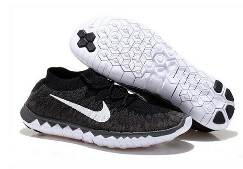 Nike Free Flyknit 3.0 Mens Shoes Black White Factory Store
